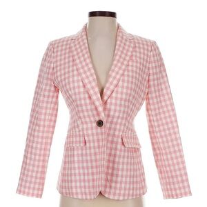 J Crew Pink Gingham Blazer